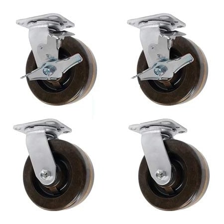 Casterhq 8"x2" HIGH Temperature PHENOLIC Wheel, Swivel Caster, 2 w, PK4 HD-HTSO8ASB